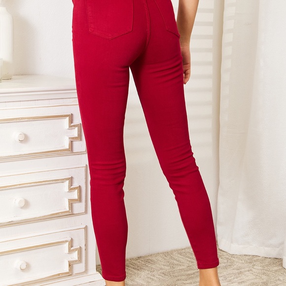 Judy Blue Red High Waist Tummy Control Skinny Jeans - Picture 4 of 6